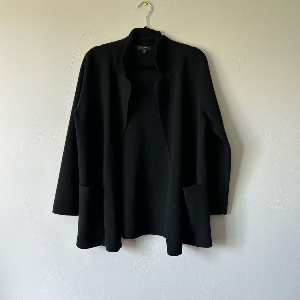 J. Crew Eloise Sweater Blazer Cotton Merino Wool Blend Black Minimal Capsule